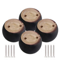4pcs 40mm Height Brown Eucalyptus Wood Round Bun Furniture Feet Sofa Cabinet Couch Legs