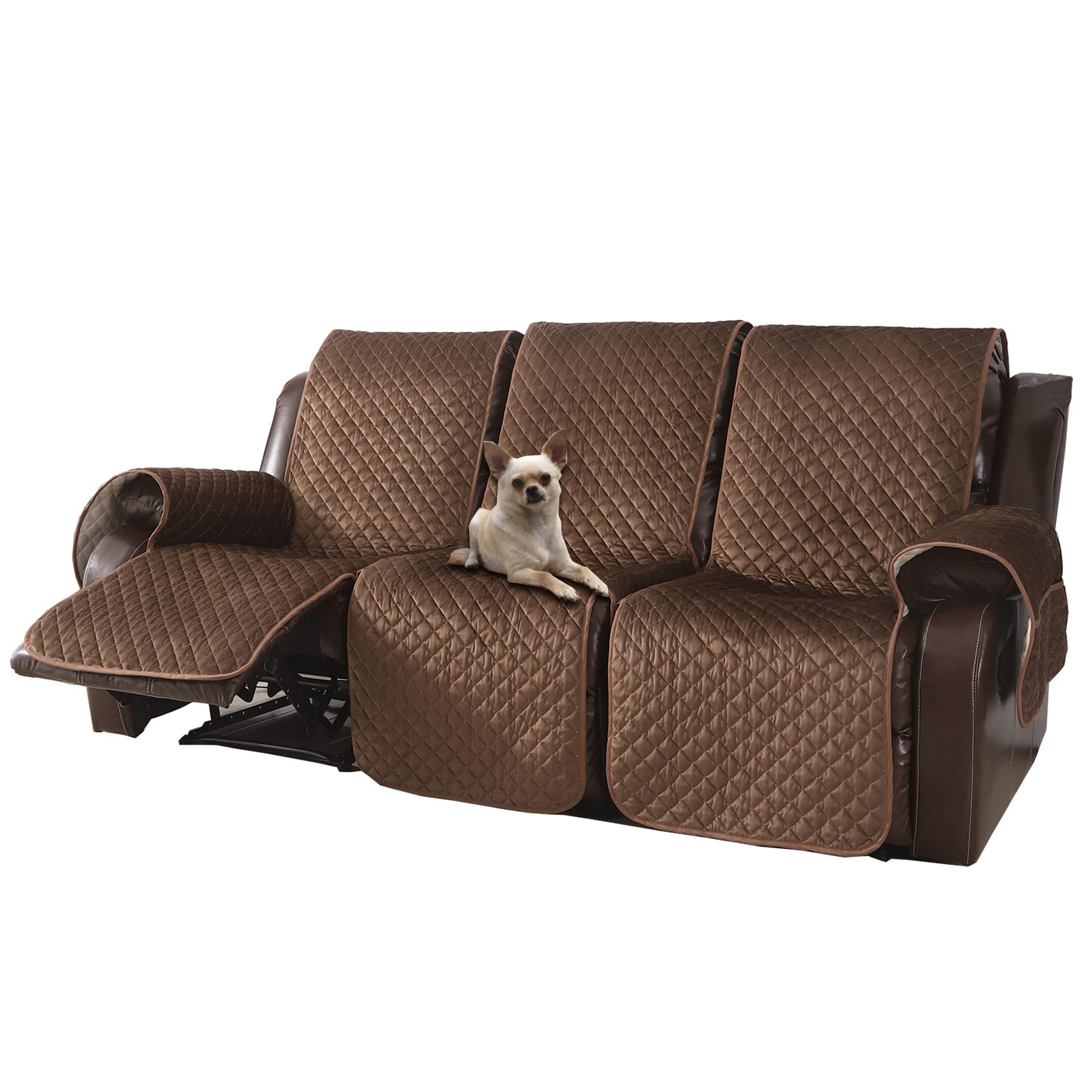 LUFEIJIASHI Non Slip Recliner Sofa Covers,Velvet Waterproof Recliner Couch Covers for 3 seat,Washable Reclining Couch Cover Furn