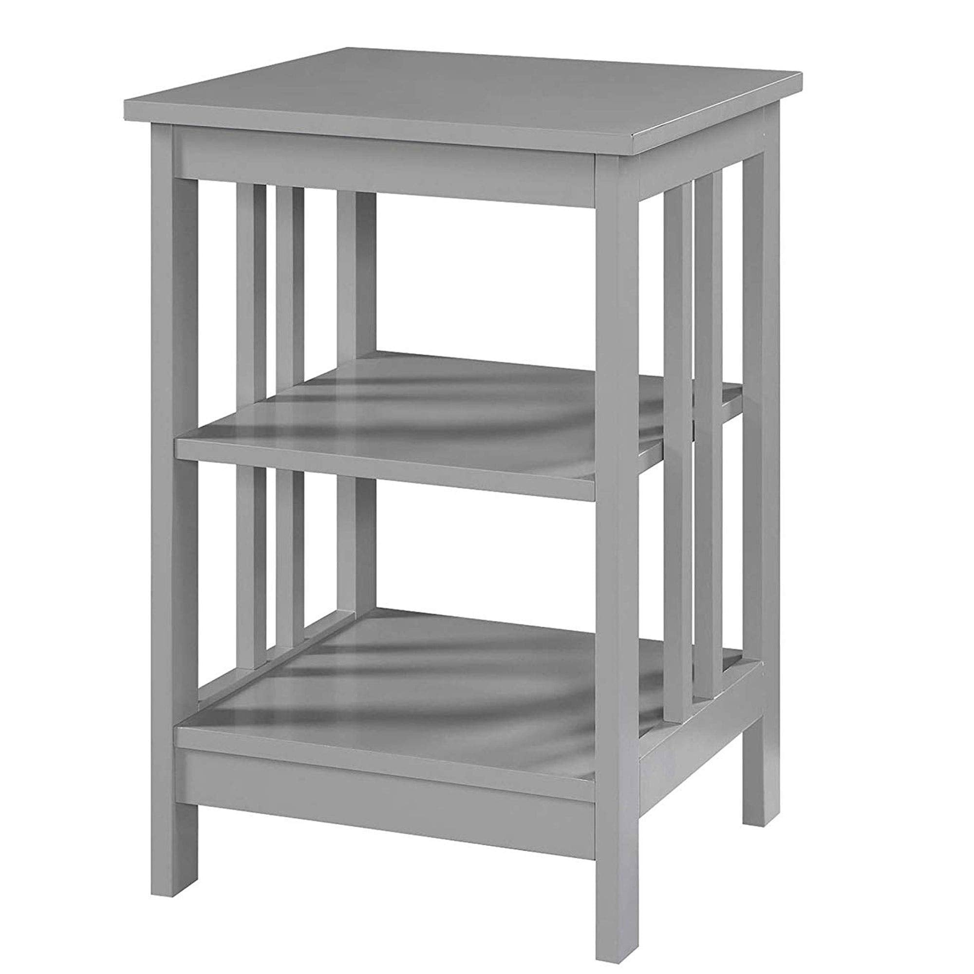 Convenience Concepts Mission End Shelves Table, Gray