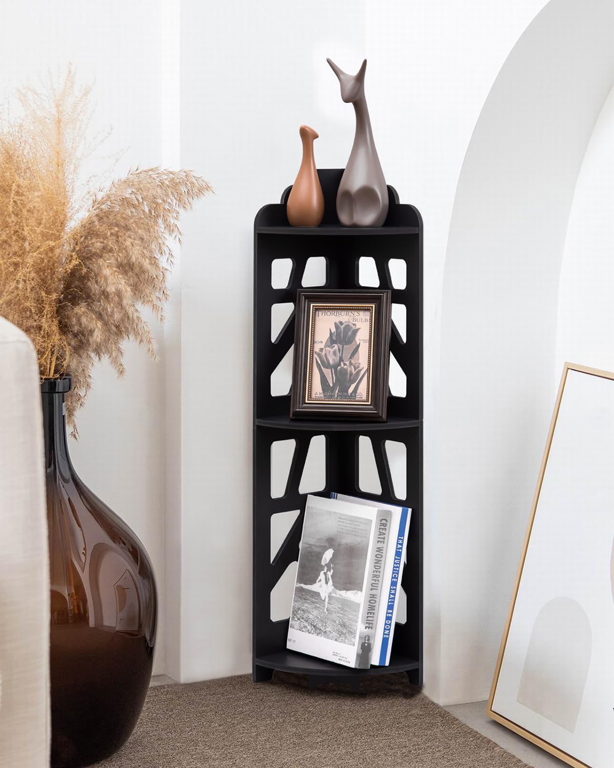 J JINXIAMU Corner Shelves,Corner Shelf Stand Waterproof Great for Bathroom Storage Tight Space,Small Shelf Stand Fit for Toilet 