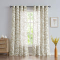 Leaf Semi Sheer Curtains for Bedroom Living Room 72 Long with White Leaves Print Curtains for Bedroom Windows 52 w, 2 Panels Tau