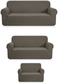 Fancy Collection 3pc Set Slipcover Set Furniture Cover Spandex Set Includes Sofa and Love-Seat and Chair Covers Solid New (Grey)