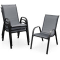 Giantex Set of 4 Patio Chairs, Outdoor Stackable Dining Chairs w/Armrests, 330 LBS Capacity, All Weather Fabric, Heavy Duty Rust