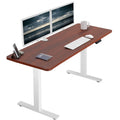 VIVO Electric 60 x 24 in Standing Desk, Memory Height Adjustment, 1B Series, One-Piece Dark Walnut Top, White Frame, DESK-KIT-1W