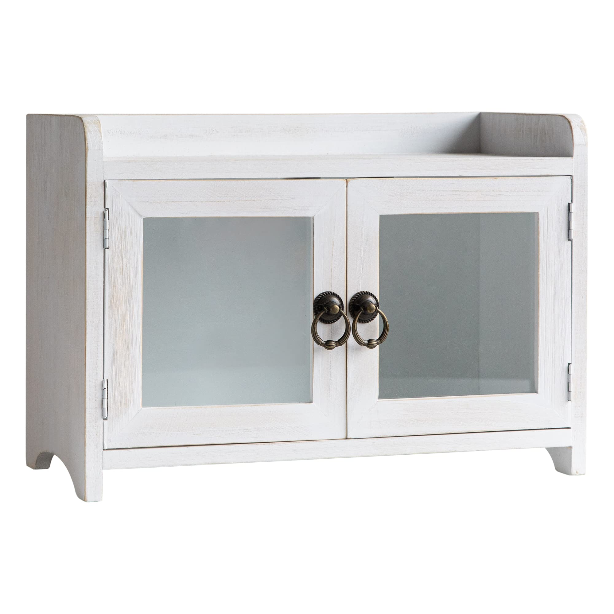 COLLECTIVE HOME - Storage Cabinet, Mini Countertop Cabinet, Distressed Wood Organizer for Kitchen Living Room Bedroom Bathroom O