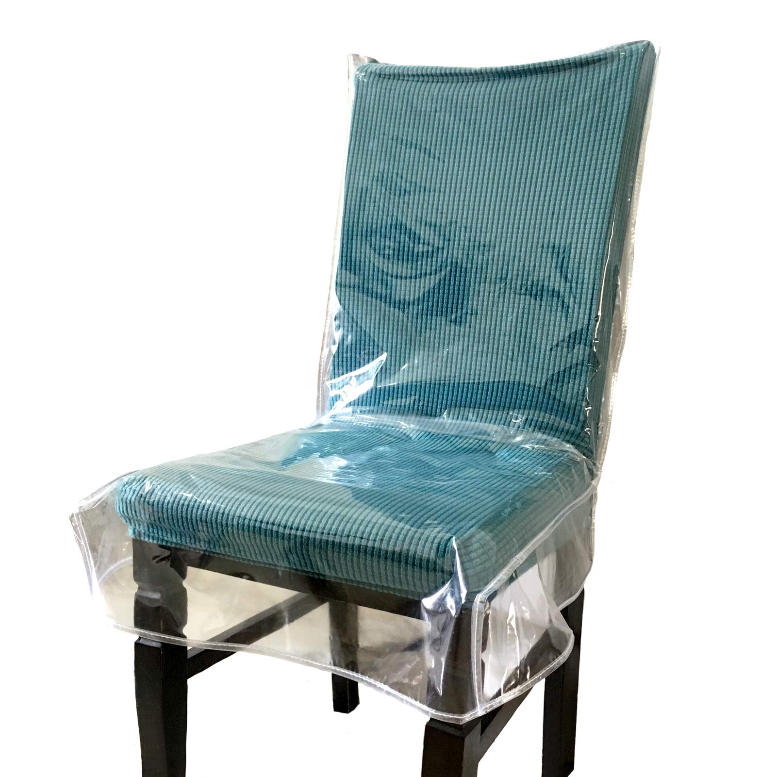 Swanna Plastic Dining Chair Covers with Backrests, PVC Clear Chair Seat Cover, Waterproof Kitchen Protector Chair Slipcover for 