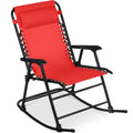Best Choice Products Outdoor Folding Rocking Chair, Zero Gravity Lounge Chair, Patio Rocker w/Headrest Pillow - Crimson Red