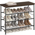SUOERNUO Shoe Rack Organizer 4 Tier for Closet Entryway Free Standing Metal Storage Shoe Shelf with MDF Top Board
