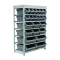 Kings Rack Bin Rack Storage System Heavy Duty Steel Rack Organizer Shelving Unit w/ 22 Plastic Bins in 6 tiers