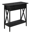 Convenience Concepts Tucson End Charging Station and Shelf, Electric Flip Top Table, Black/Black