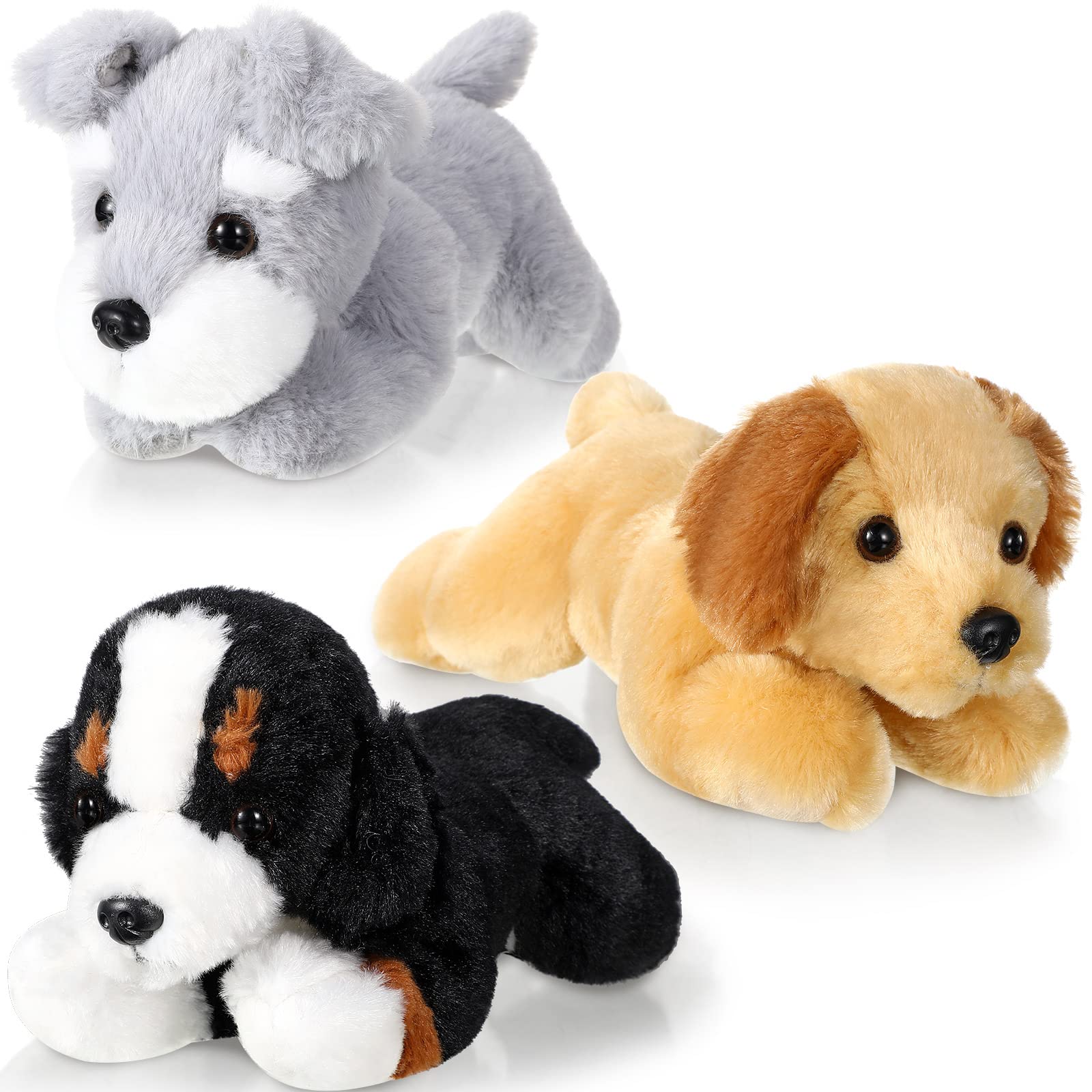 Skylety 3 Pcs 7.87 Inches Plush Dog Pillow Toy Set - Fluffy Puppy Soft Toys for Christmas, Girls, Baby, Kids, Party Favor, Birth