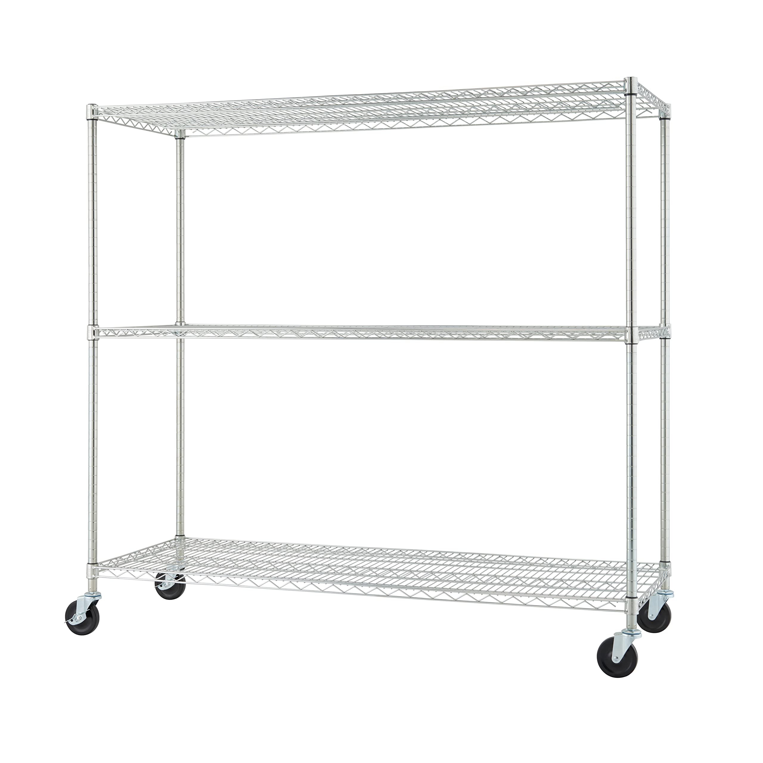 TRINITY Basics 3-Tier Adjustable Wire Shelving with Wheels for Kitchen Organization, Garage Storage, Laundry Room, NSF Certified