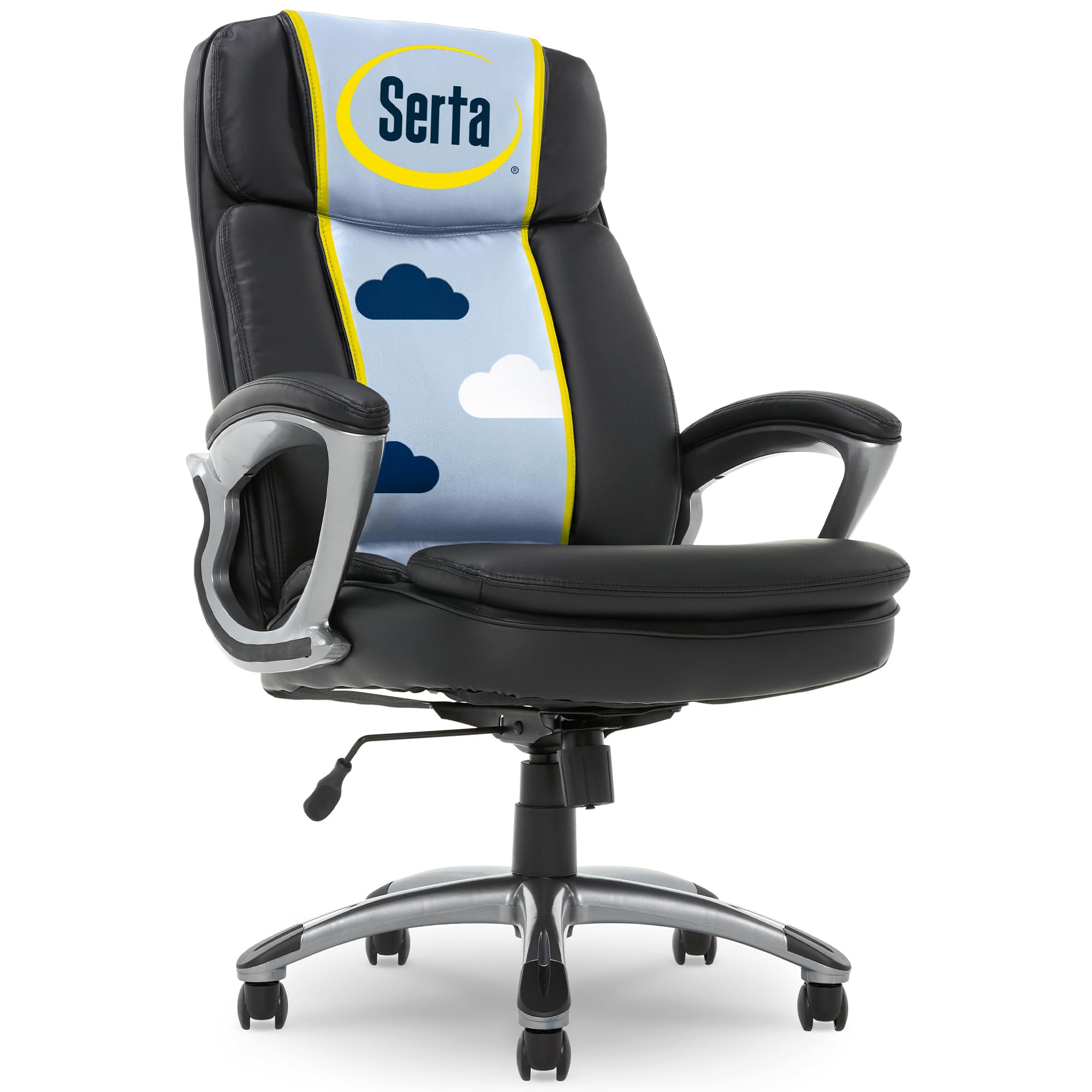 Serta Fairbanks Big & Tall Executive Office Chair, Ergonomic Comfy High-Back ComputerChairs with Lumbar Support, Semi-Plush Seat