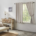 VHC Brands Annie Buffalo Portabella Check Country Farmhouse Short Panel Curtain Set 63x36