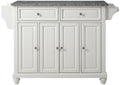 Crosley Furniture Cambridge Granite Top Rolling Kitchen Island Storage Cart, Microwave Stand, Spice Rack, White