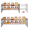 Tajsoon 2 Tier Expandable Shoe Rack for Closet, 28-41Adjustable & Stackable Shoe Shelf Storage, Metal Shoe Rack Organizer for Fr
