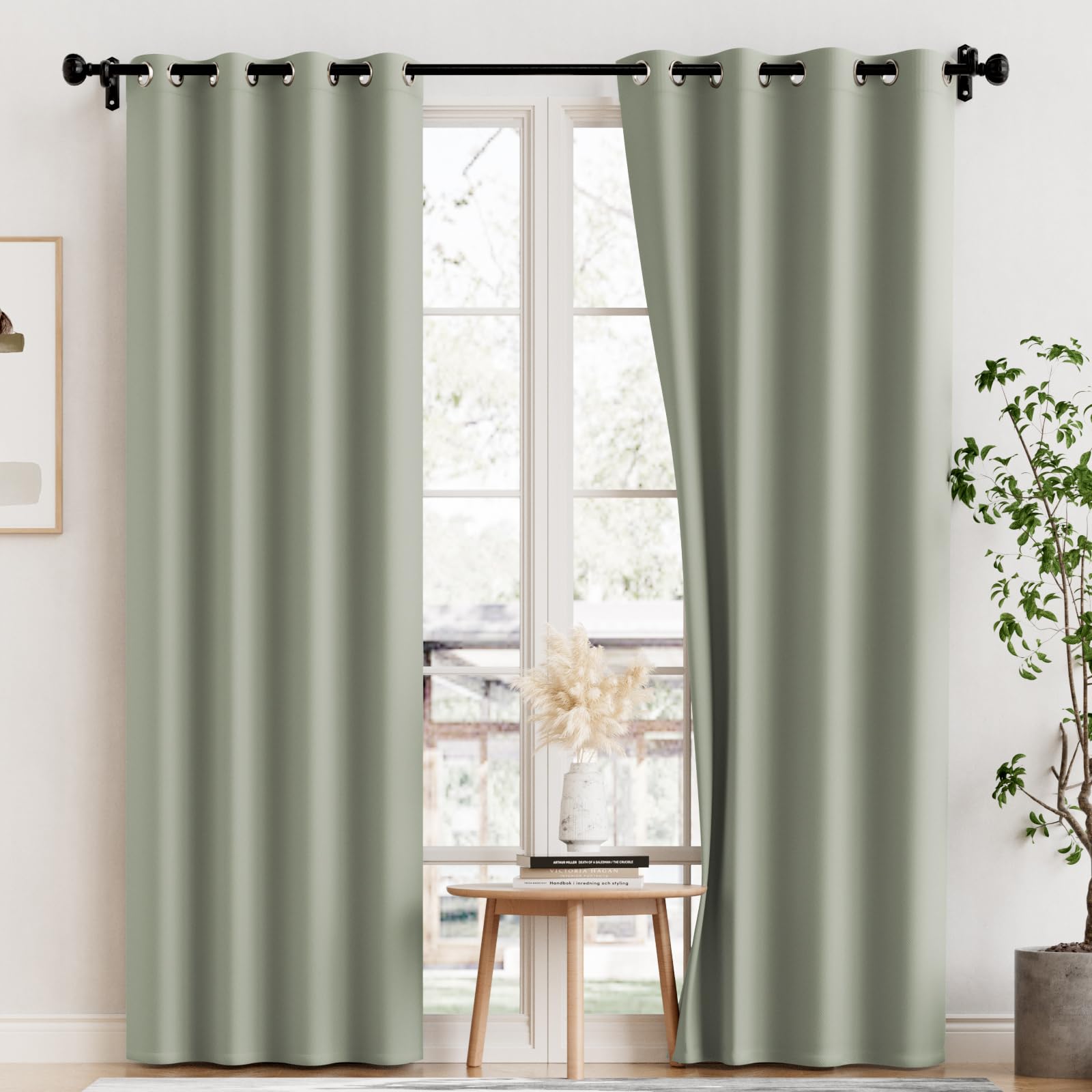 H.VERSAILTEX 100% Blackout Curtains for Bedroom Thermal Insulated Blackout Curtains 84 inch Length Heat and Full Light Blocking 