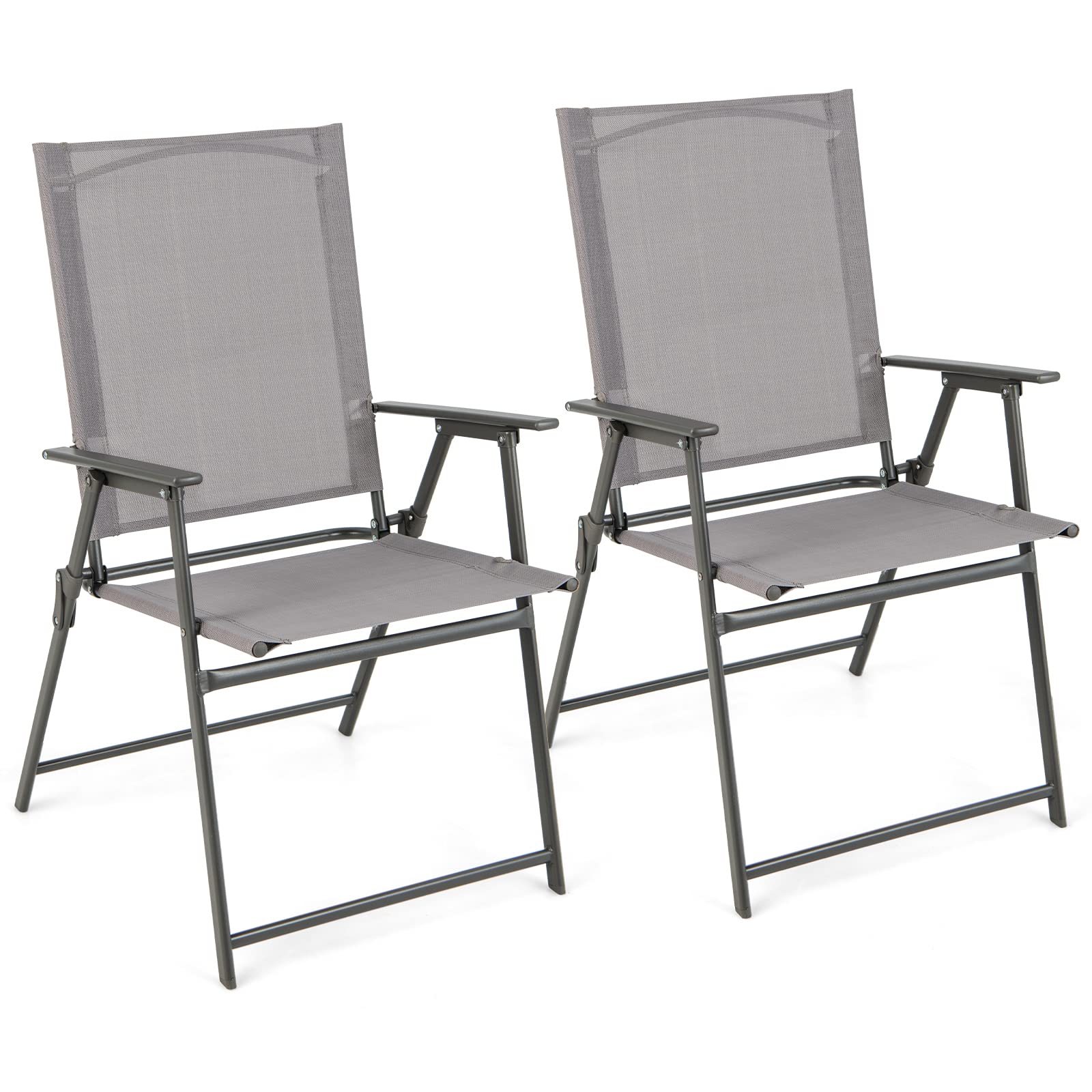 Giantex Patio Folding Chairs, Outdoor Lawn Chairs with Rustproof Metal Frame, Portable Dining Chairs for Porch, Deck, Garden, Ba