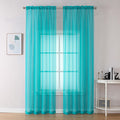 OVZME Turquoise Sheer Curtains 2 Panel Sets 84 Inch Length - Transparent Light Weight Soft Window Panels for Study Room/Living R