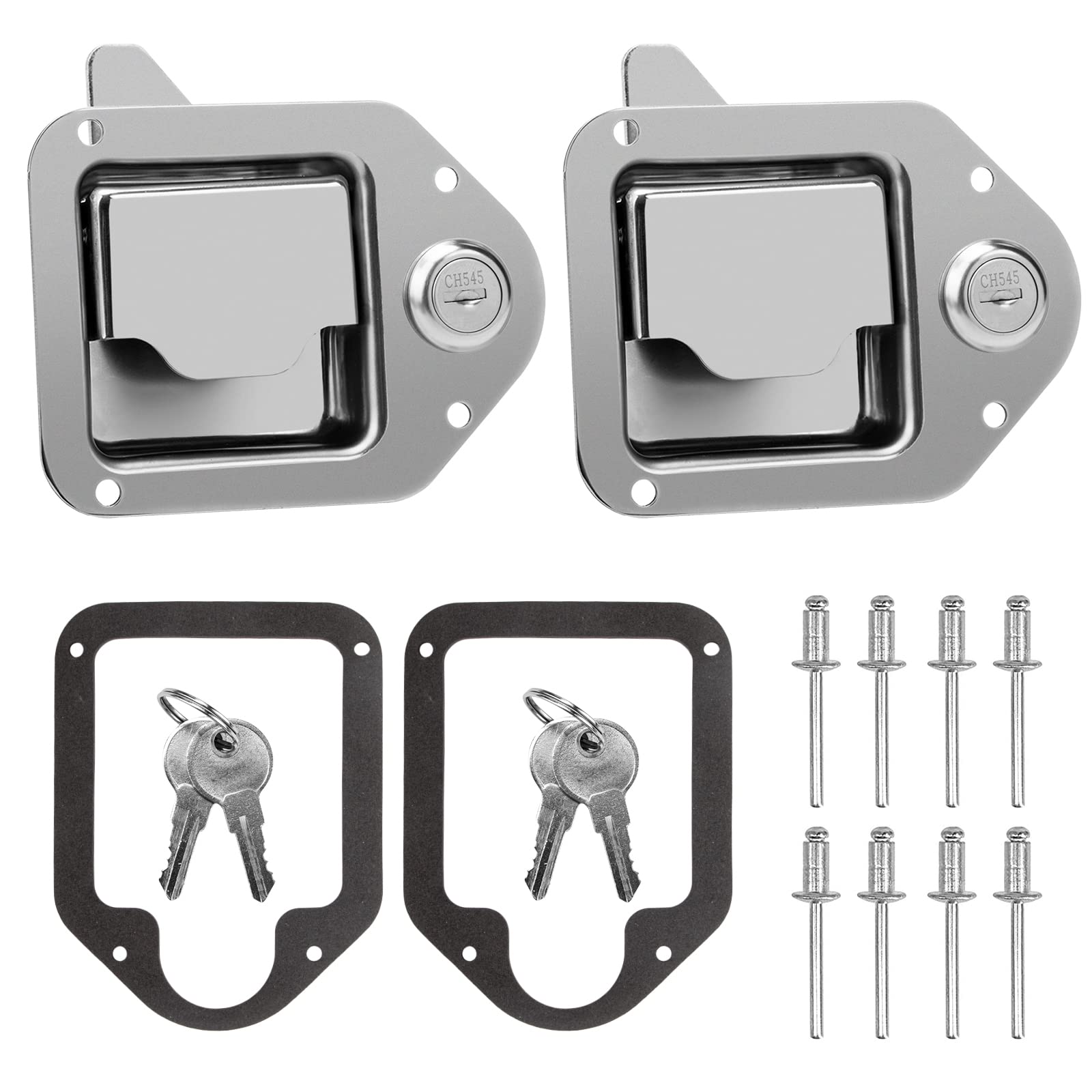 BAUMFEUER Truck Tool Box Latch Replacement Stainless Steel Toolbox Paddle Lock Replacement Handle with Keys for Truck, RV, Trail