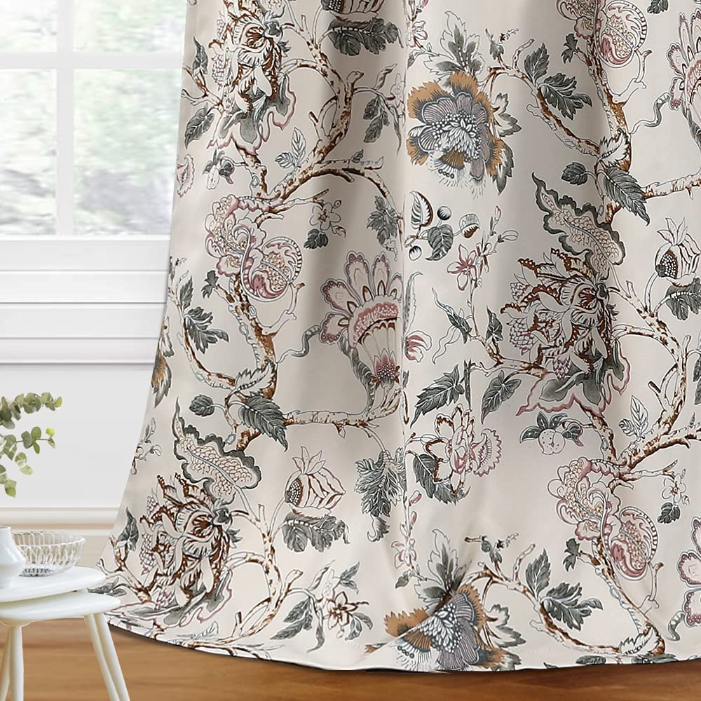 H.VERSAILTEX Blackout Curtains 108 Inch Length 2 Panels Set Floral Print Curtain Drapes for Living Room Thermal Insulated Gromme