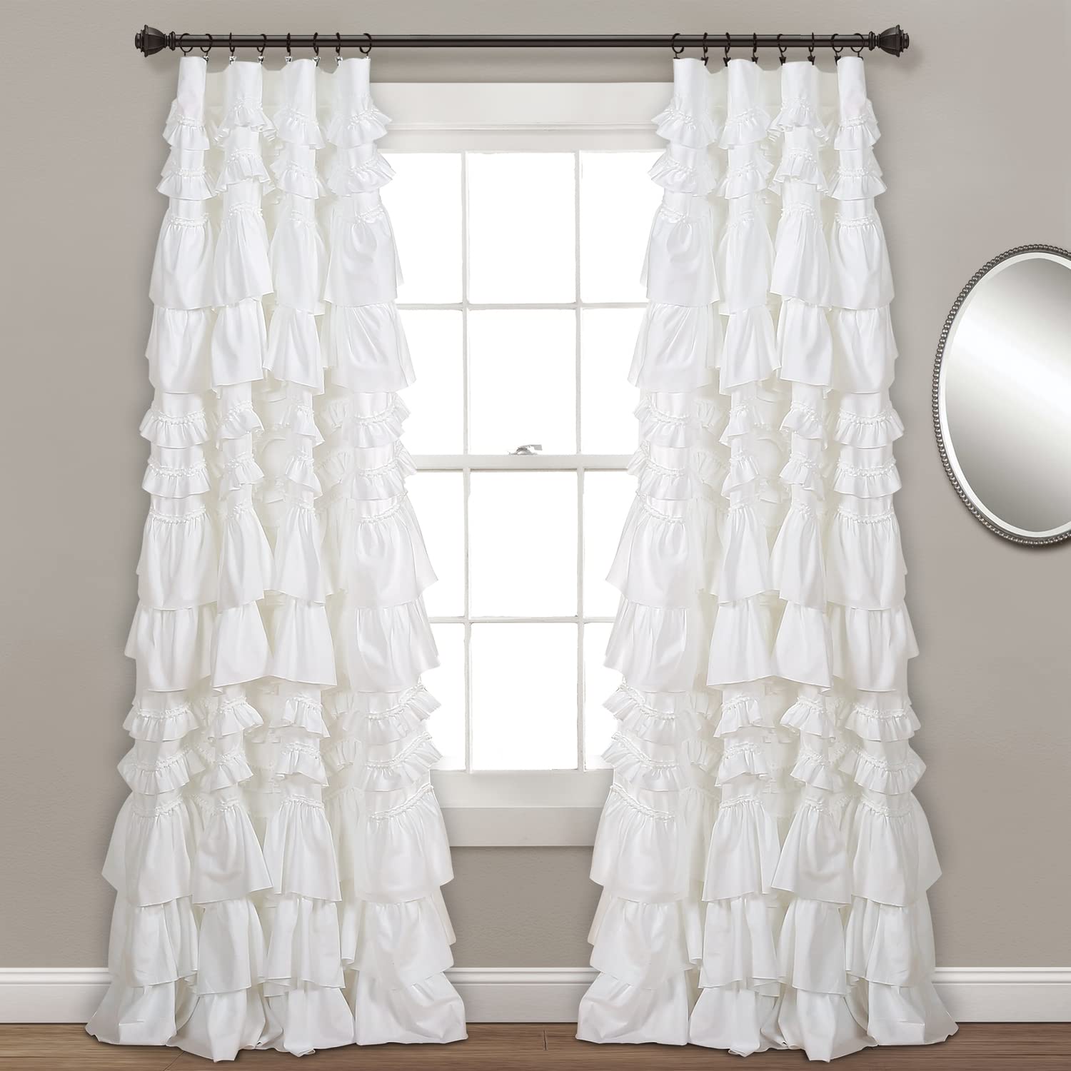 Lush Decor Kemmy Window Curtain Panel (Single Panel), 95 L x 52 W, White