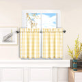 Amzdecor Curtain, Yarn Dyed Buffalo Check, Kitchen Rod Pocket Valance, 28x24 inches, Yellow/White