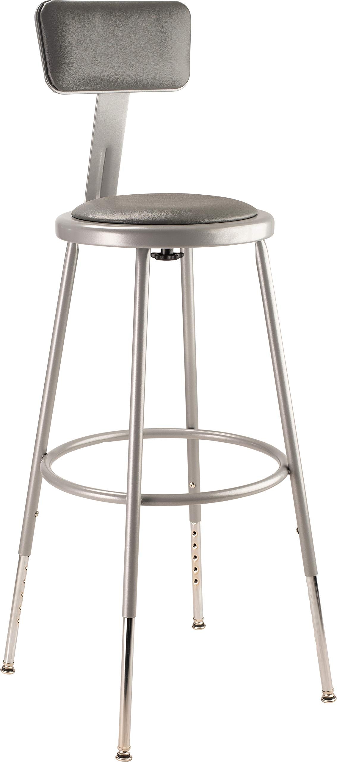 NPS 25-33 Height Adjustable Heavy Duty Vinyl Padded Steel Stool with Backrest