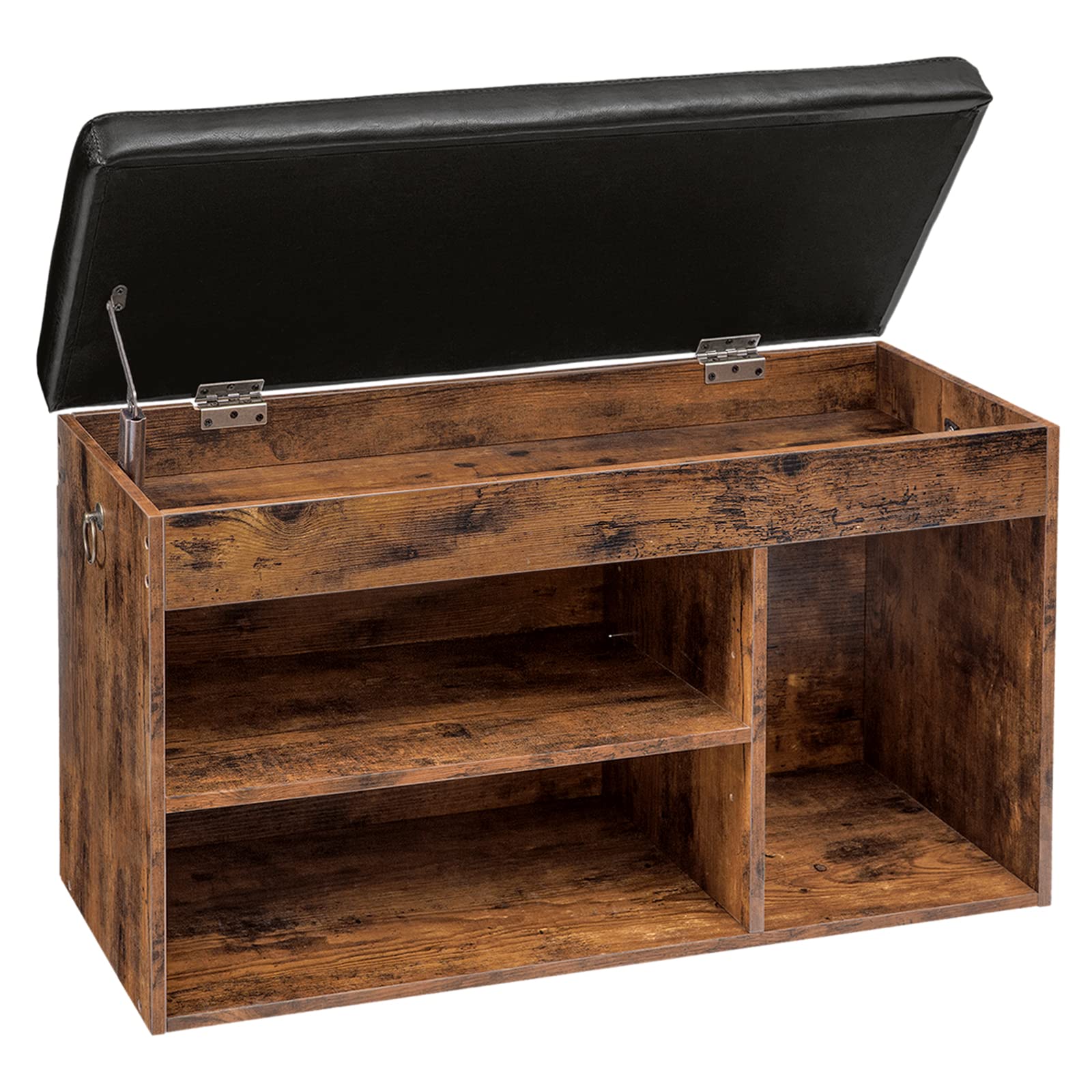 HOOBRO Shoe Storage Bench with Padded Cushion, Entryway Bench with Flip-Open Storage Box and Adjustable Shelf, Shoe Rack with Hi
