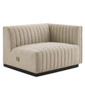 Modway Conjure Modern Channel Tufted Fabric Right-Arm Chair in Beige