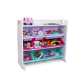 Humble Crew Crafts and Toy Storage Organizer with Top Shelf and 9 Removable Bins, White/Pink/Purple/Aqua Toddler Bookshelf with 