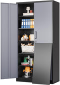 SISESOL Metal Storage Cabinet with 5 Adjustable Shelf,72  Large Wide & Deep Garage Storage Cabinet with Lock,Metal Cabinets with