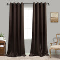 Solid Dark Brown Curtains for Living Room Bay Window,Smooth Satin Touch Polyester Long Size Traditional Rustic Grommet Large Cur