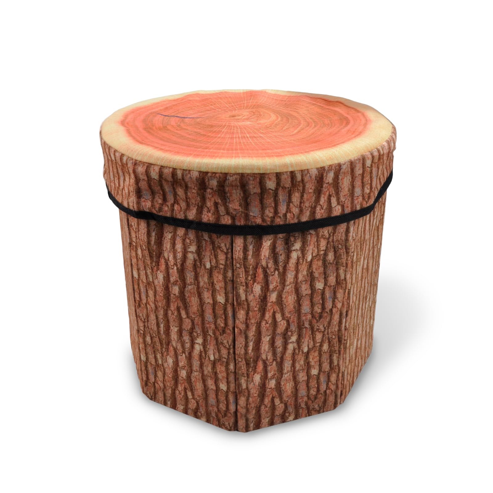 CHEFAN Fruit Storage Stool Ottoman,Tree Stump Stool,Cute Folding Storage Toy Box,Collapsible Storage Seat Chest,Wood Stump Organ
