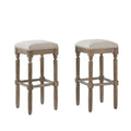 Ball & Cast Pub Height Bar Stools Upholstered Pub Stool Weathered Oak finish 30H, Taupe Fabric 2-Pack