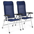Tangkula Set of 2 Patio Folding Chairs, Portable Reclining Chairs with 7-Position Adjustable Back & Padded Headrest, Outdoor Ind