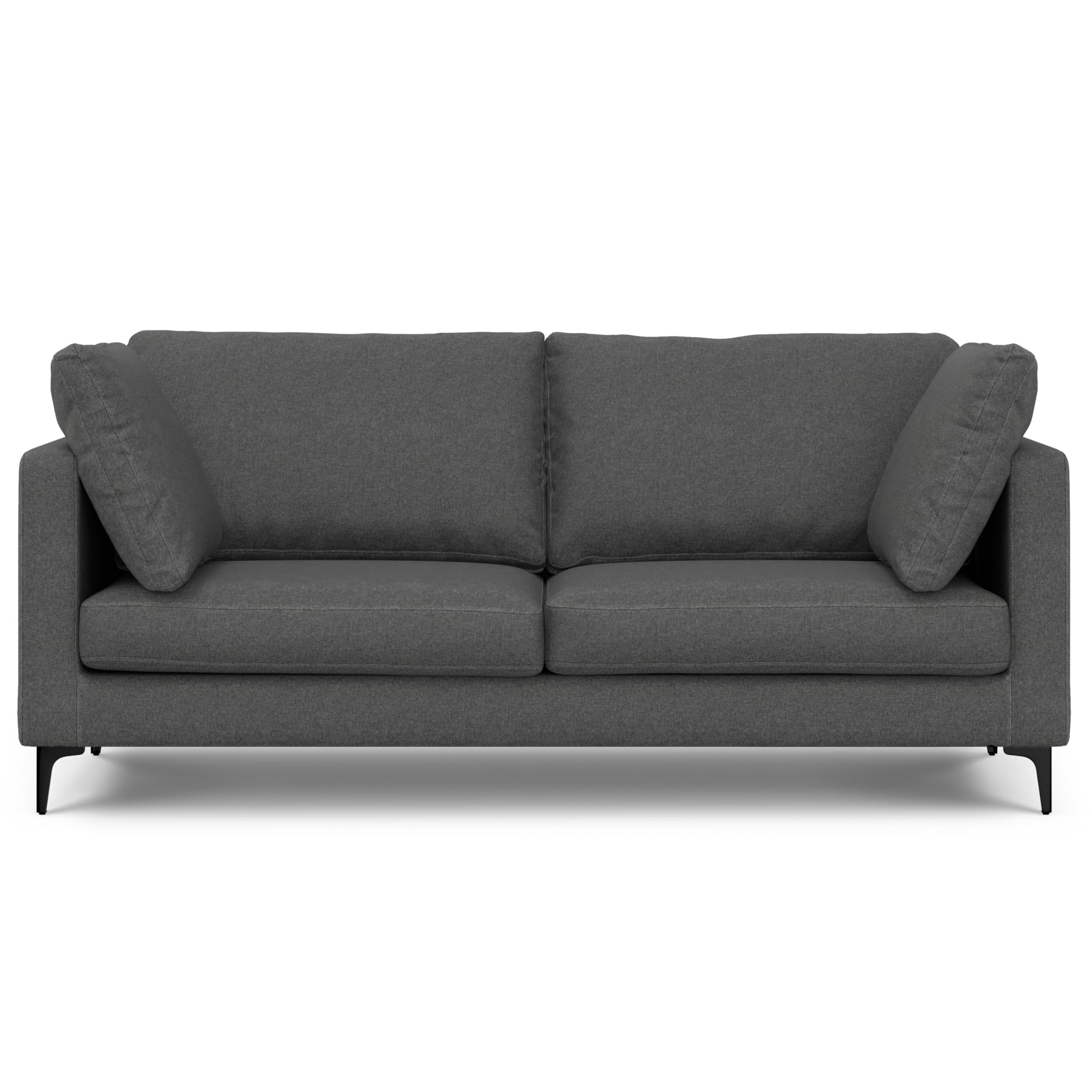 SIMPLIHOME Ava Sofa in 100% Recycled Polyester Tightly Woven Performance Fabric, Pebble Grey, 76-inches Wide, Handcrafted Mid-Ce