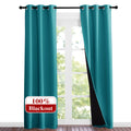 NICETOWN Peacock Teal Blackout Curtains 84 inches Long, Full Light Blocking Drapes with Black Liner for Nursery, Noise Reducing 
