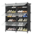 AWTATOS Shoe Rack, 6 Tier Shoe Storage Cabinet with Door, 32 Pair Shoe Organizer Shelves for Closet Hallway Bedroom Entryway, Bl
