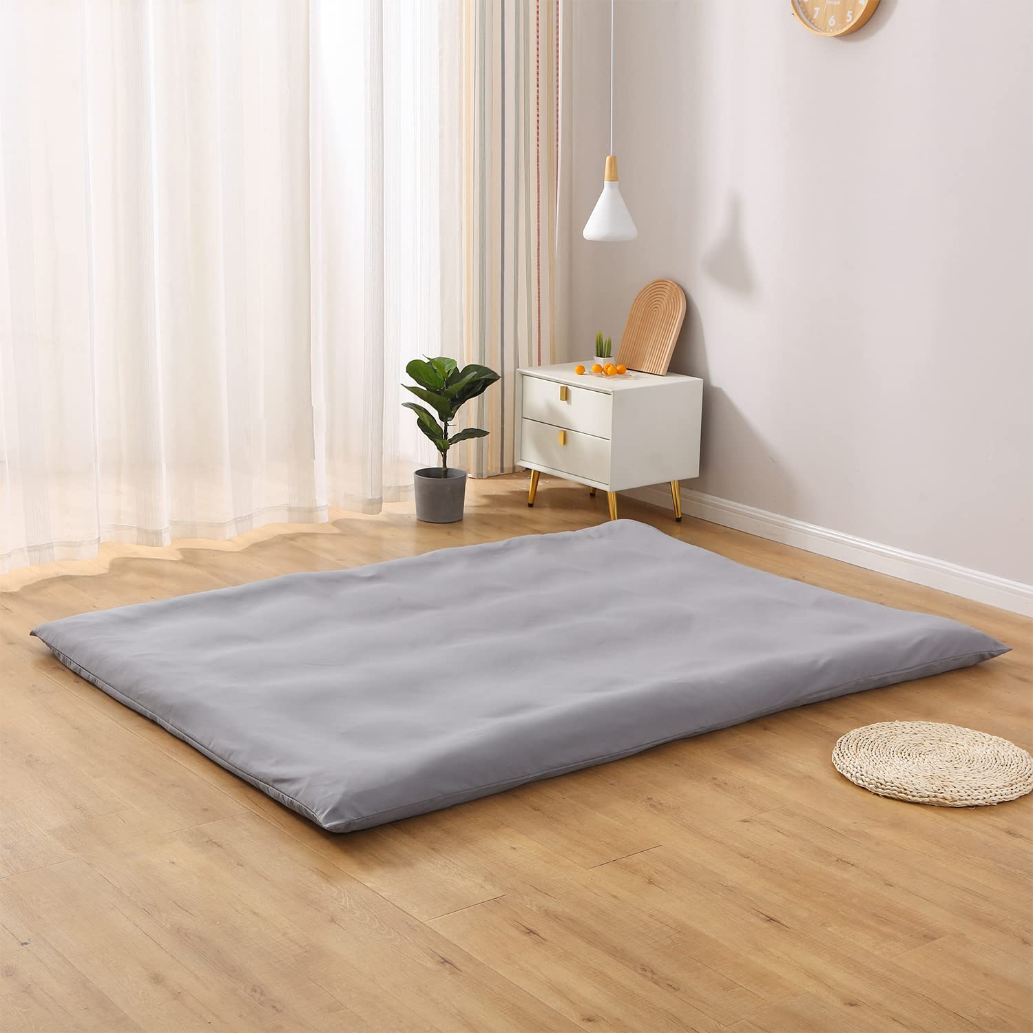 Bedecor Floor Futon Mattress Cover Only for Traditional Japanese Futon Mattress,Zipper Soft Skin-Friendly Breathable Without Shr