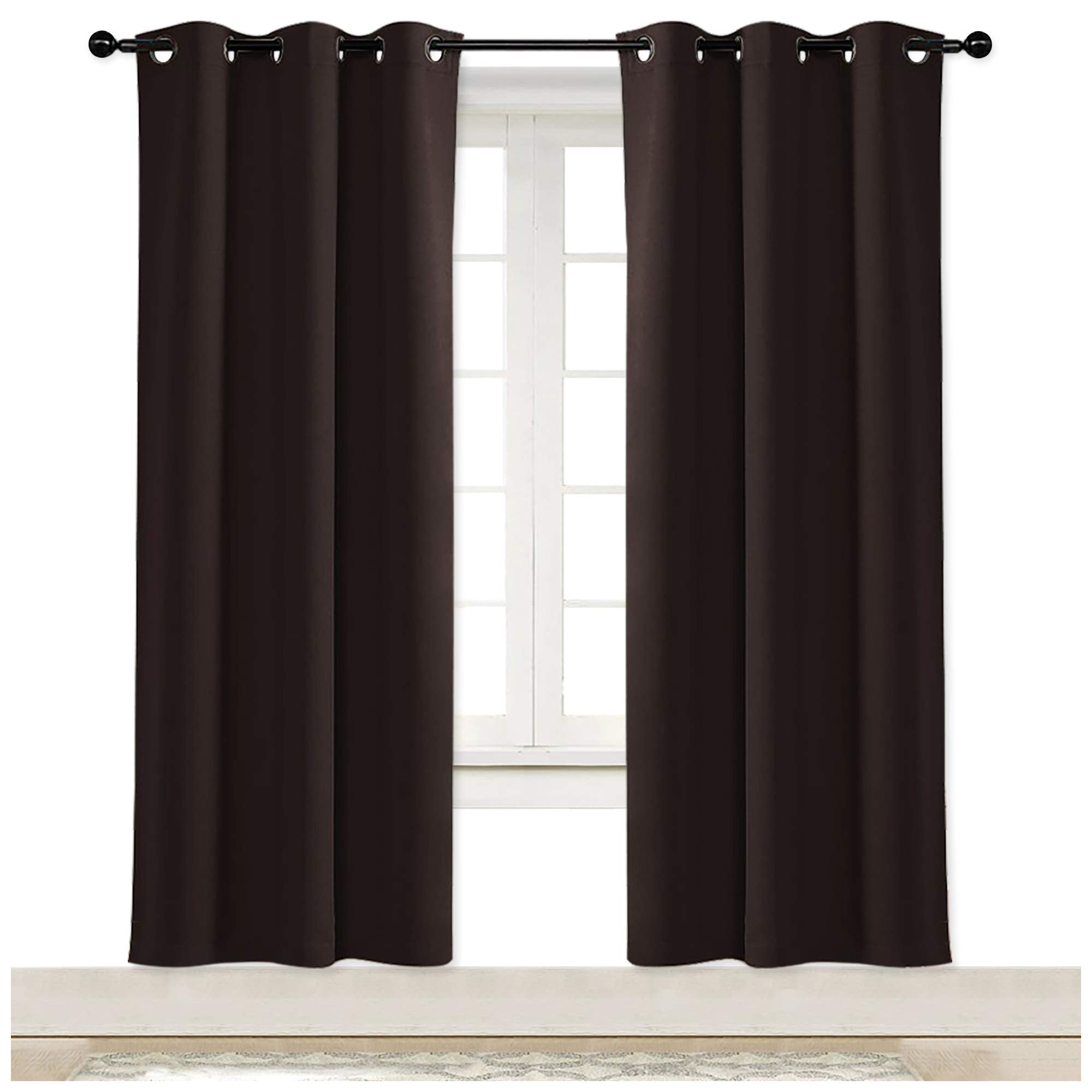 NICETOWN Thermal Insulated Blackout Curtain and Drapery Triple Weave Soundproof Solid Ring Top Window Drape for Bedroom (Sold In