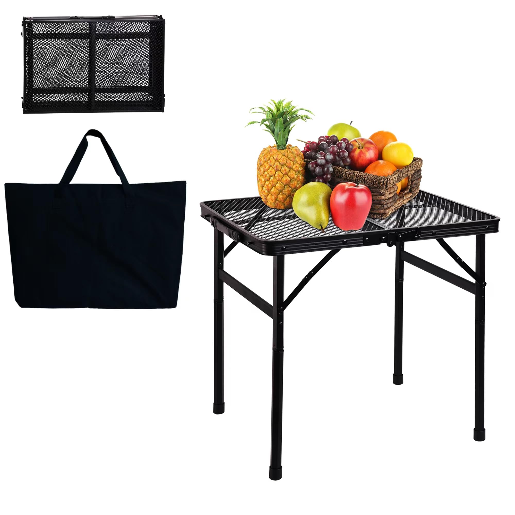 ALZEROOE Small Folding Table for Camping Picnic Grill,Garden BBQ Side Table-Portable Lightweight,Compact,Height Adjustable Patio