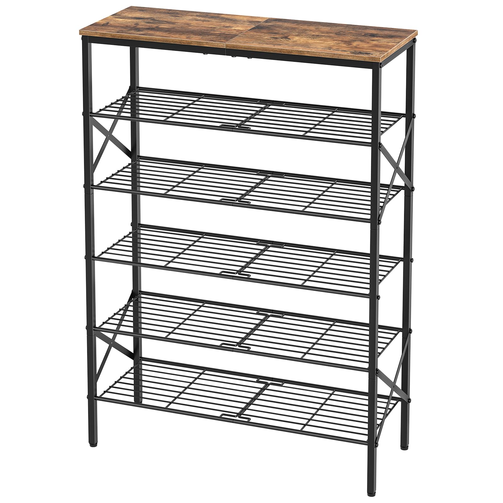 YATINEY 6-Tier Shoe Rack, Shoe Storage Organizer for Closet, Free Standing Shoe Organizer with Metal Mesh Shelves, 24 Pairs of S