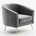 Sven Barrel Steel/Velvet Accent Chair with Gold Legs in Gray