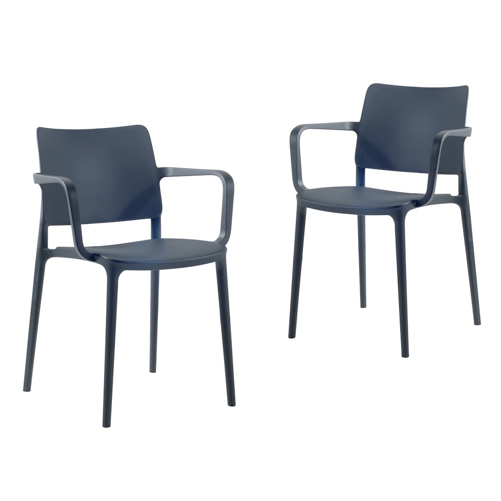 Cleo Arm Resin Patio Dining Chair in Anthracite Black - (Set of 2)