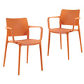 Cleo Arm Resin Patio Dining Chair in Orange - (Set of 2)