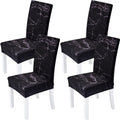 Yiaizhuo Chair Covers for Dining Room Set of 4 Pack Black Marble Slipcovers High Back Chairs Cover Stretch Slipcover