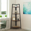 CAPHAUS Tall Corner Shelf Stand, 4-Tier Display Shelves, Ladder Corner Wood Storage Plant Bookshelf with Metal Frame, Versatile 