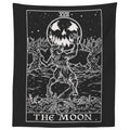 The Moon Tarot Card Tapestry (Black & White) - Werewolf - Gothic Halloween Home Decor Wall Hanging (60 x 50)