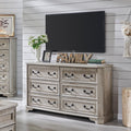 T4TREAM Farmhouse 6 Drawers Dresser for Bedroom, 54 Wide Wood Rustic Chest of Drawers with Natural Texture, Vintage Design, Stor